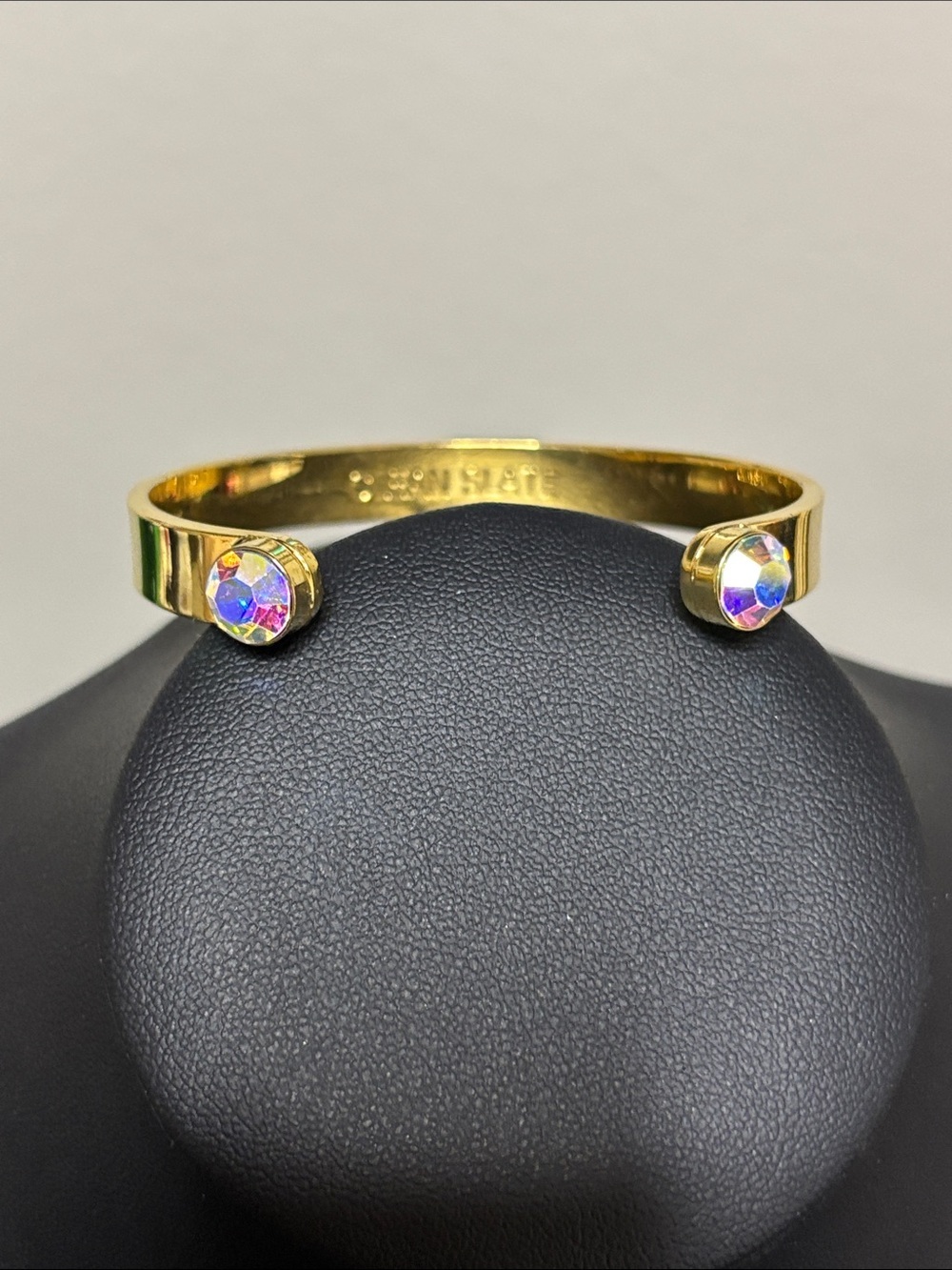 Kate Spade Aurora Borealis AB Gold Tone Clean Slate Cuff Bracelet - Picture 1 of 9